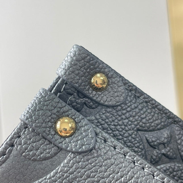 ONTHEGO PM 25 IN GUN METAL EMBOSSED CALFSKIN