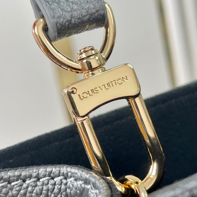 ONTHEGO PM 25 IN GUN METAL EMBOSSED CALFSKIN