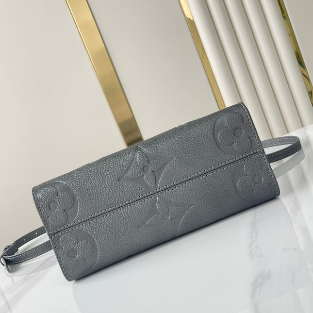 ONTHEGO PM 25 IN GUN METAL EMBOSSED CALFSKIN