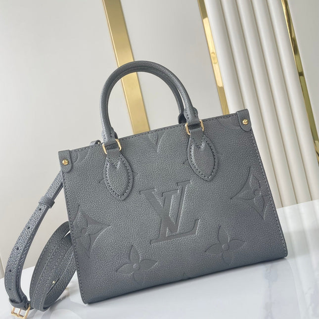 ONTHEGO PM 25 IN GUN METAL EMBOSSED CALFSKIN