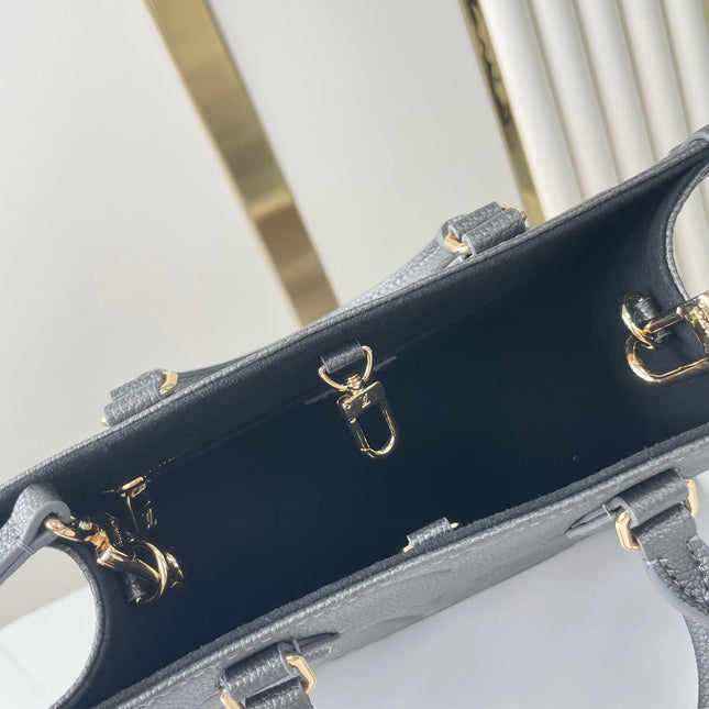 ONTHEGO PM 25 IN GUN METAL EMBOSSED CALFSKIN