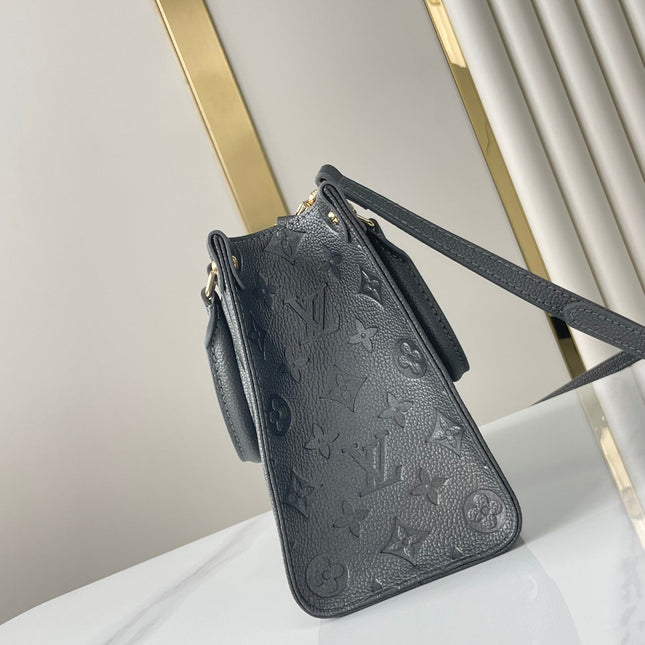 ONTHEGO PM 25 IN GUN METAL EMBOSSED CALFSKIN
