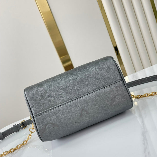 SPEEDY BANDOULIÈRE 20 IN GUN METAL MONOGRAM EMPREINTE GOLD HARDWARE