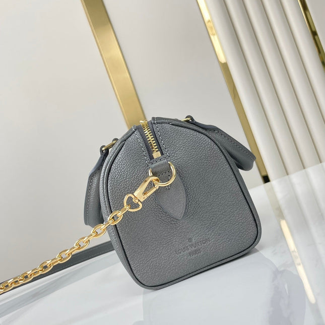 SPEEDY BANDOULIÈRE 20 IN GUN METAL MONOGRAM EMPREINTE GOLD HARDWARE