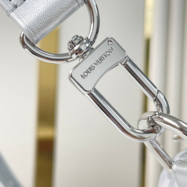 SPEEDY BANDOULIÈRE 25 IN GRADIENT SILVER MONOGRAM NYLON SILVER HARDWARE