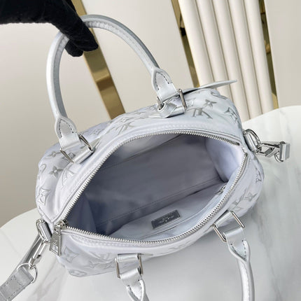 SPEEDY BANDOULIÈRE 25 IN GRADIENT SILVER MONOGRAM NYLON SILVER HARDWARE