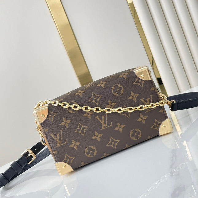 SPEEDY TRUNK 20 IN BROWN MONOGRAM CANVAS AND BLACK CALFSKIN TRIM GOLD BUCKLE