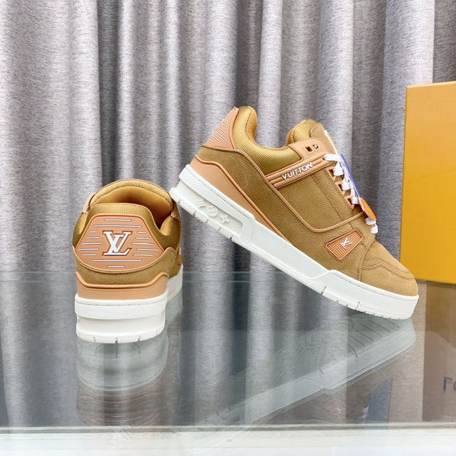 LV MAXI TRAINER IN CIDER BROWN SUEDE