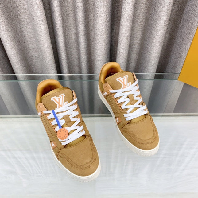 LV MAXI TRAINER IN CIDER BROWN SUEDE