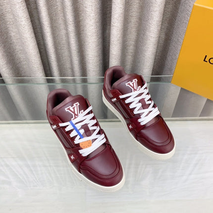 LV MAXI TRAINER IN GARNET RED CALFSKIN