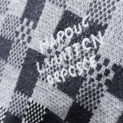 LV KNITTED SWEATER IN GRAY BLACK WHITE DAMOFLAGE MOTIF WOOL 238799