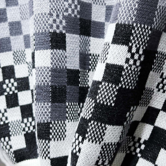 LV KNITTED SWEATER IN GRAY BLACK WHITE DAMOFLAGE MOTIF WOOL 238799