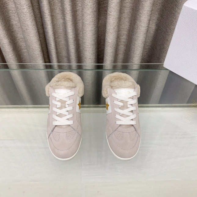 STAR SNEAKER IN LIGHT PINK SUEDE AND SHEARLING