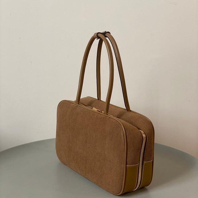 BEAU TOP HANDLE BAG 34 IN MEDIUM BROWN CORDUROY