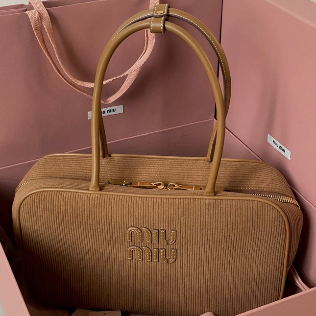 BEAU TOP HANDLE BAG 34 IN MEDIUM BROWN CORDUROY
