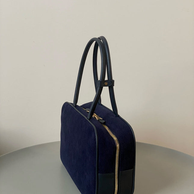 BEAU TOP HANDLE BAG 34 IN NAVY BLUE CORDUROY