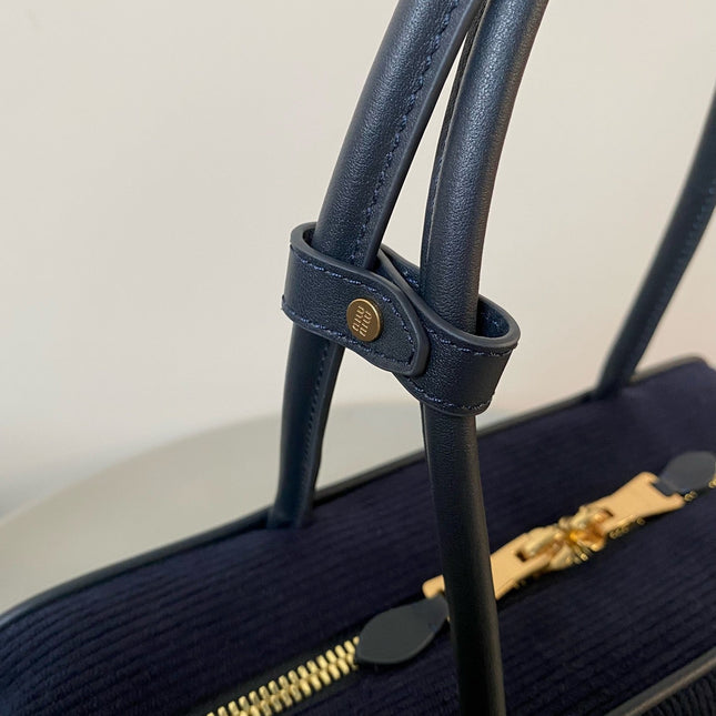 BEAU TOP HANDLE BAG 34 IN NAVY BLUE CORDUROY