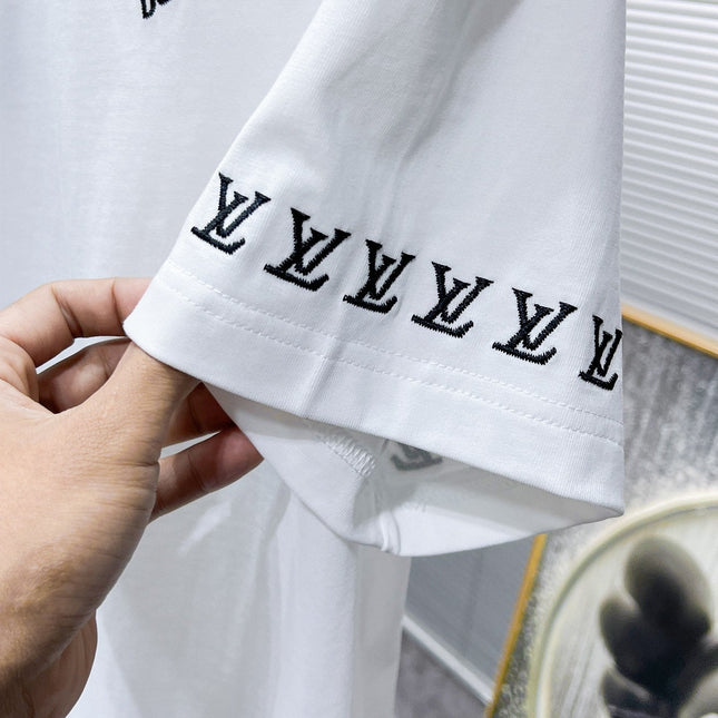 LV T-SHIRT LOGO EMBROIDERED WHITE COTTON 238805