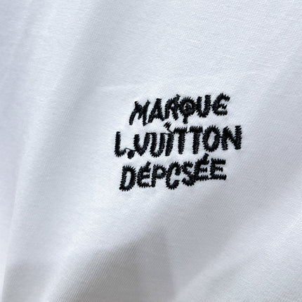 LV T-SHIRT LOGO EMBROIDERED WHITE COTTON 238805