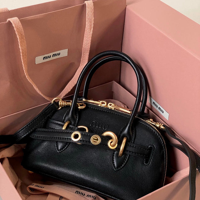 AVENTURE NAPPA MINI BAG 21 IN BLACK CALFSKIN GOLD HARDWARE