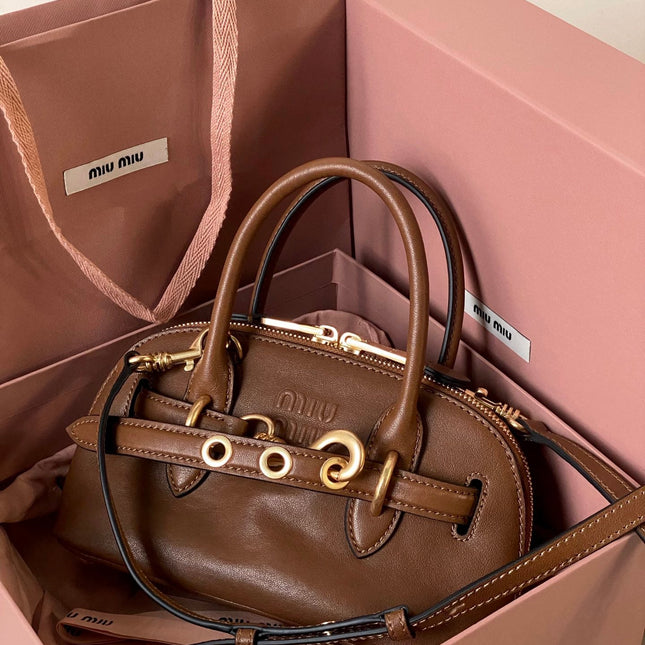 AVENTURE NAPPA MINI BAG 21 IN RUSSET BROWN CALFSKIN GOLD HARDWARE