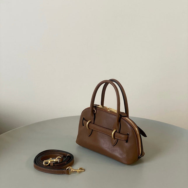 AVENTURE NAPPA MINI BAG 21 IN RUSSET BROWN CALFSKIN GOLD HARDWARE