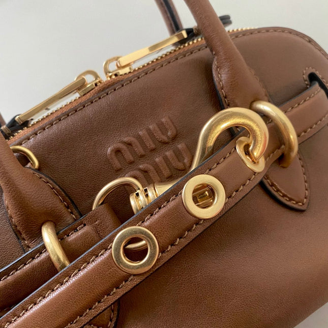 AVENTURE NAPPA MINI BAG 21 IN RUSSET BROWN CALFSKIN GOLD HARDWARE