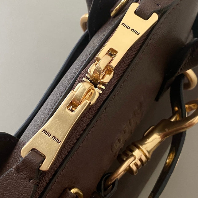 AVENTURE NAPPA MINI BAG 21 IN BRUNETTE BROWN CALFSKIN GOLD HARDWARE