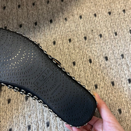 STRASS BALLET FLATS IN BLACK LAMBSKIN