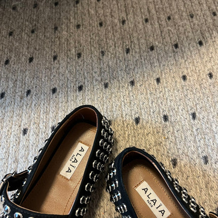 STRASS BALLET FLATS IN BLACK LAMBSKIN