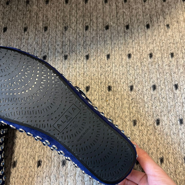 STRASS BALLET FLATS IN COBALT BLUE LAMBSKIN