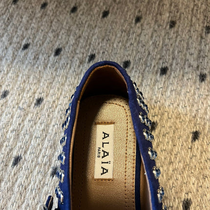 STRASS BALLET FLATS IN COBALT BLUE LAMBSKIN