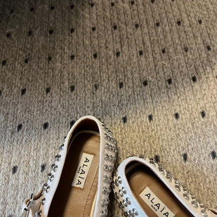 STRASS BALLET FLATS IN WHITE LAMBSKIN