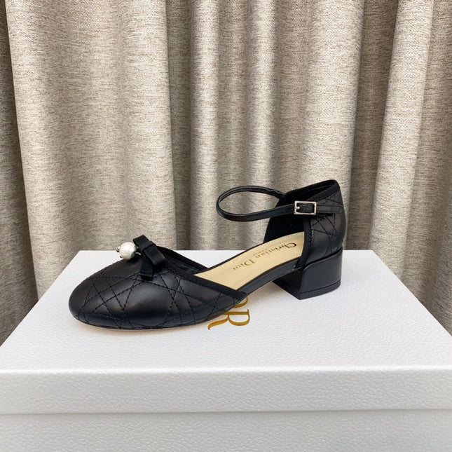 PEARL MARY JANE PUMP IN BLACK LAMBSKIN 30 MM