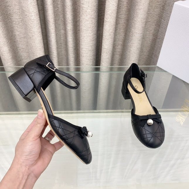 PEARL MARY JANE PUMP IN BLACK LAMBSKIN 30 MM