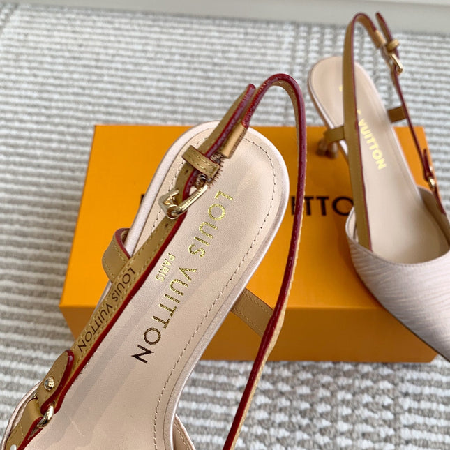 BLOSSOM SLINGBACKS 75 MM IN LIGHT PINK IMPORTED STRIPED SILK SATIN