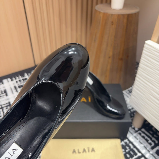 HIGH-HEEL 10 CM MULES IN BLACK PATENT CALFSKIN