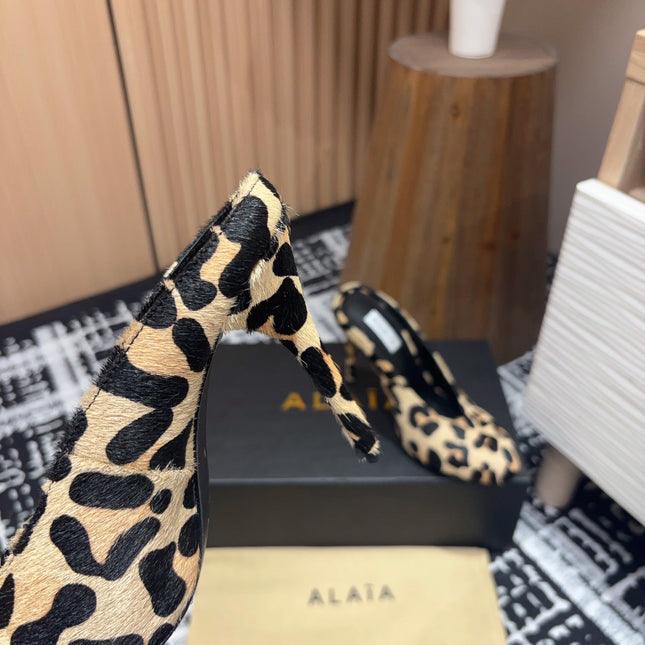 HIGH-HEEL 10 CM MULES IN CRYSLEOPARD PONY HAIR