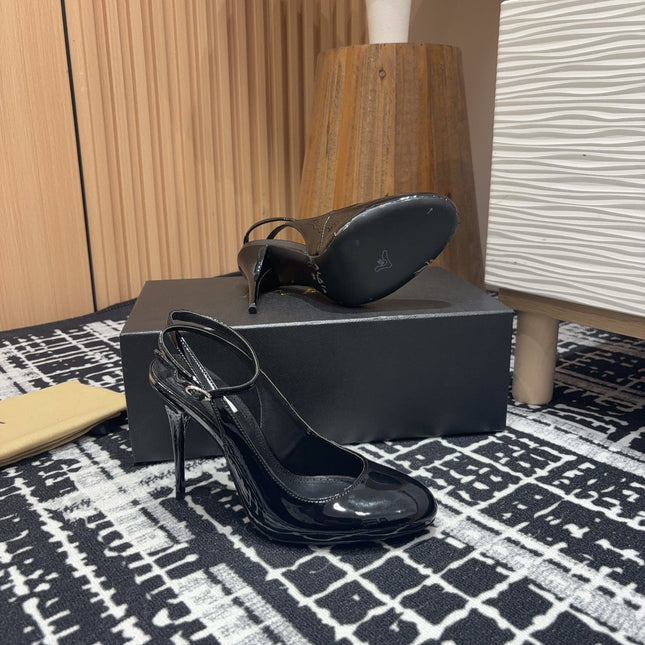 SLINGBACK HEEL 10 CM IN BLACK PATENT CALFSKIN