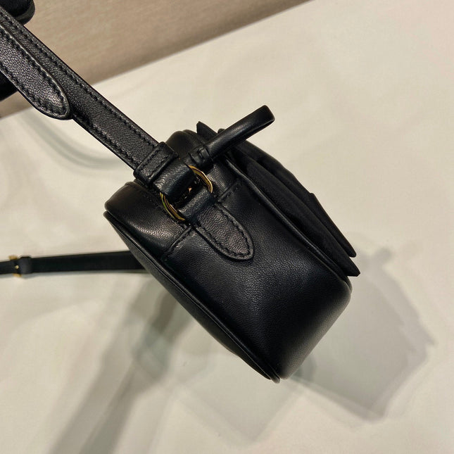BOW BAG 18 IN BLACK RE-NYLON AND LAMBSKIN