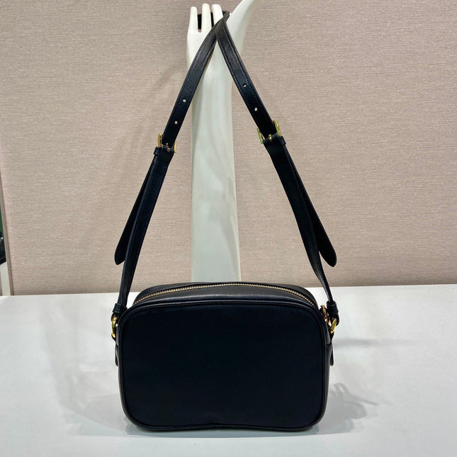 BOW BAG 18 IN BLACK RE-NYLON AND LAMBSKIN