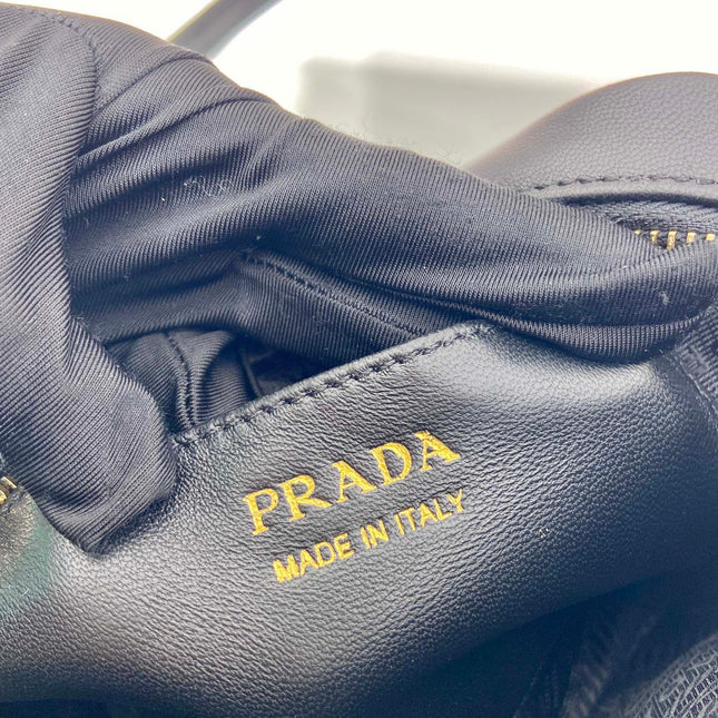 BOW BAG 18 IN BLACK RE-NYLON AND LAMBSKIN
