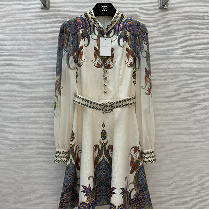 Zimmerman Midi Dress Beige Embroidered with Floral Patterns Cotton 226185