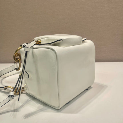 SMALL RECTANGULAR BAG 14 IN WHITE OIL WAX LAMBSKIN GOLD HARDWARE