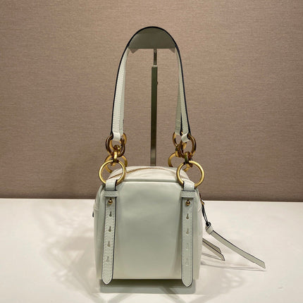 SMALL RECTANGULAR BAG 14 IN WHITE OIL WAX LAMBSKIN GOLD HARDWARE