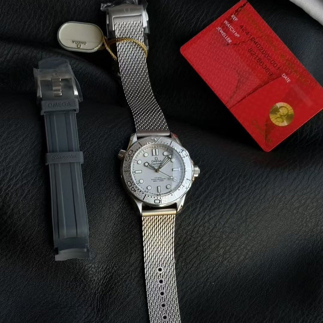 SEAMASTER DIVER 300M SILVER CASE WITH BRUSHED MESH BRACELET WITH CLASP