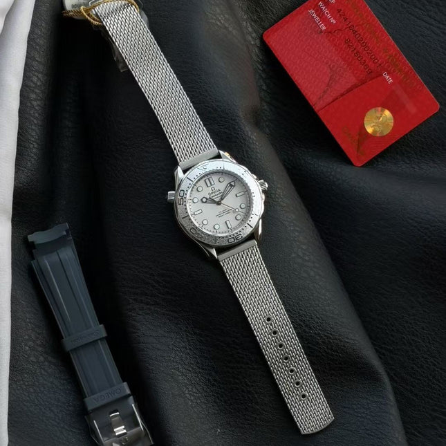 SEAMASTER DIVER 300M SILVER CASE WITH BRUSHED MESH BRACELET WITH CLASP