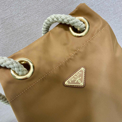 BUCKET BAG 28 IN SEPIA BROWN RE-NYLON GOLD LOGO