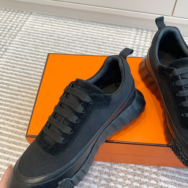 BOUNCING SNEAKER IN BLACK GRAPHIC MESH AND CALFSKIN