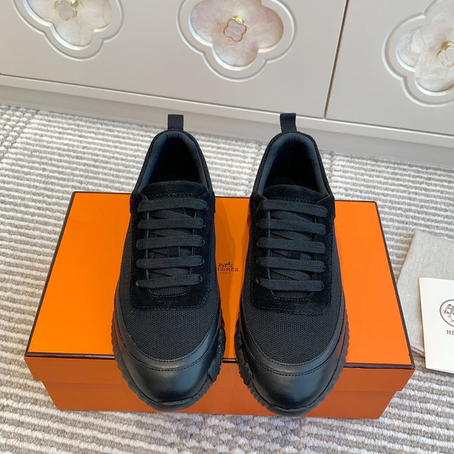 BOUNCING SNEAKER IN BLACK GRAPHIC MESH AND CALFSKIN